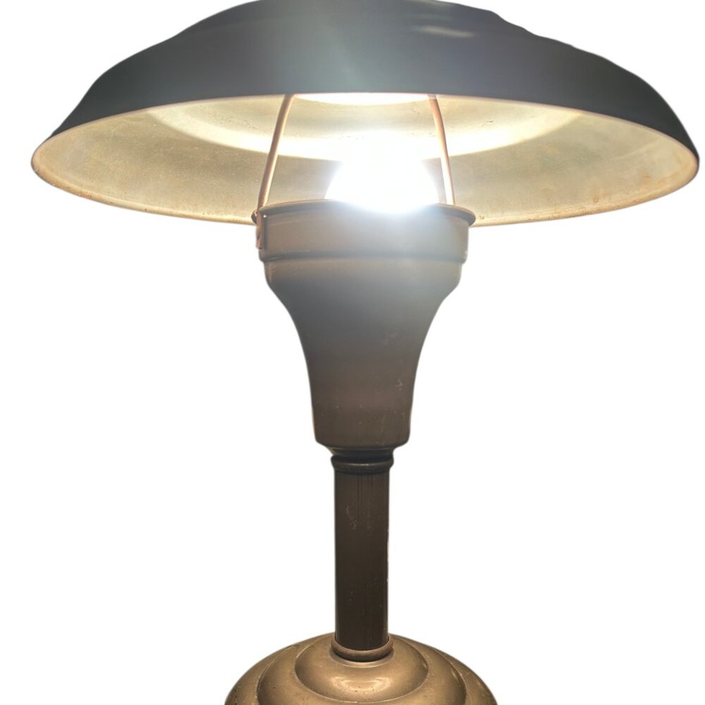Vintage Brass Mushroom Table Lamp | Mid Century Desk Light | Study Lamp